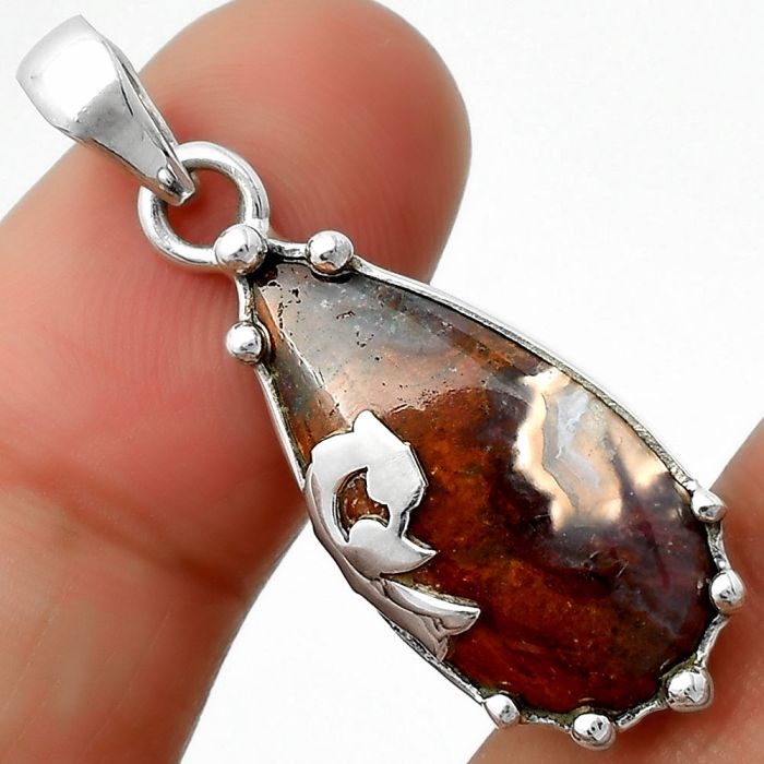 Peacock - Rare Cady Mountain Agate Pendant SDP111851 P-1698, 12x23 mm