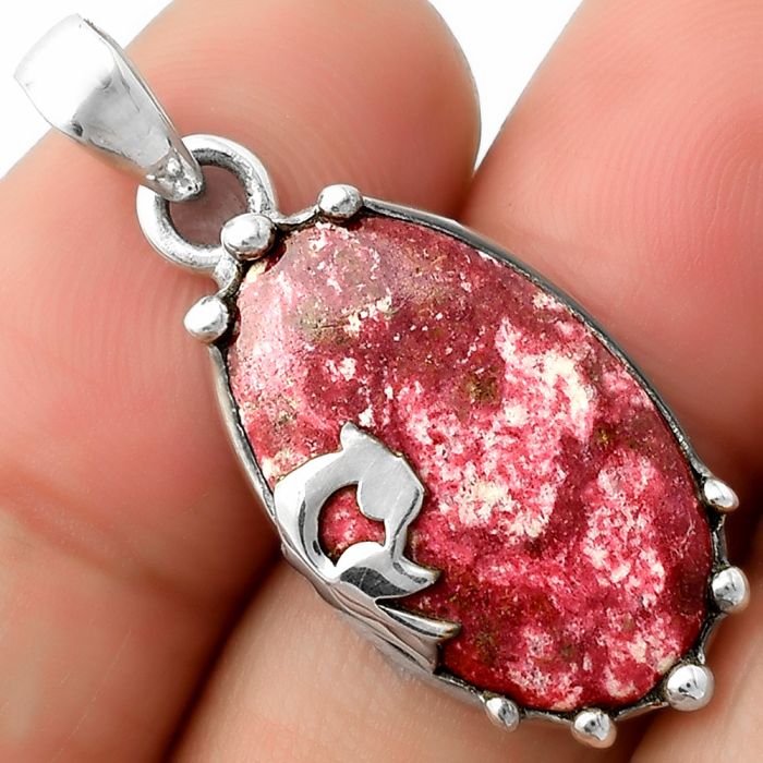 Peacock - Natural Pink Thulite - Norway Pendant SDP111863 P-1698, 14x21 mm