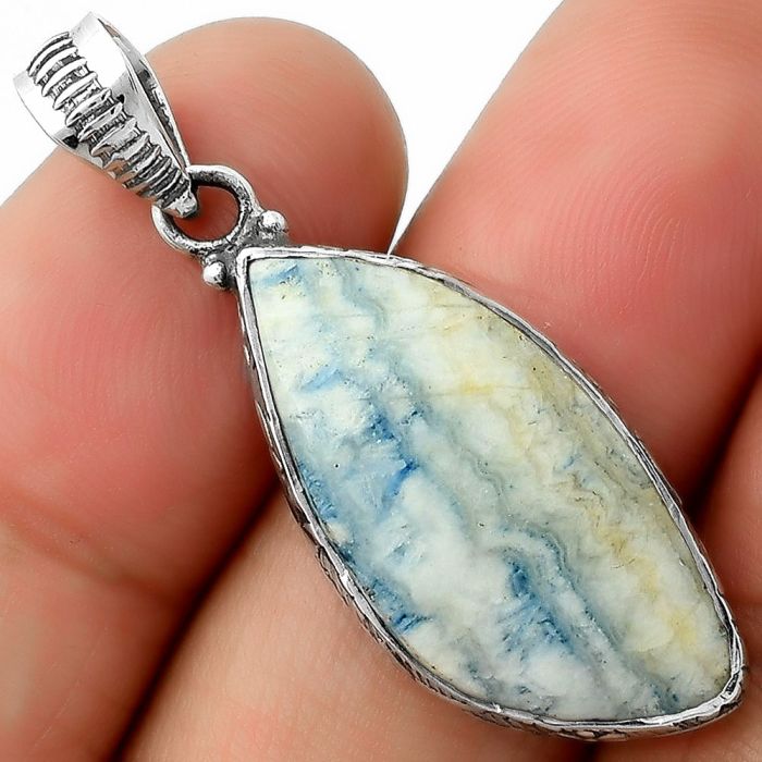 Natural Blue Scheelite - Turkey Pendant SDP111899 P-1082, 13x26 mm