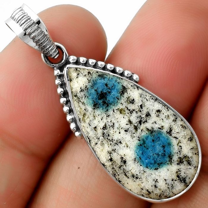 Natural K2 Blue - Azurite In Quartz Pendant SDP111934 P-1084, 14x26 mm