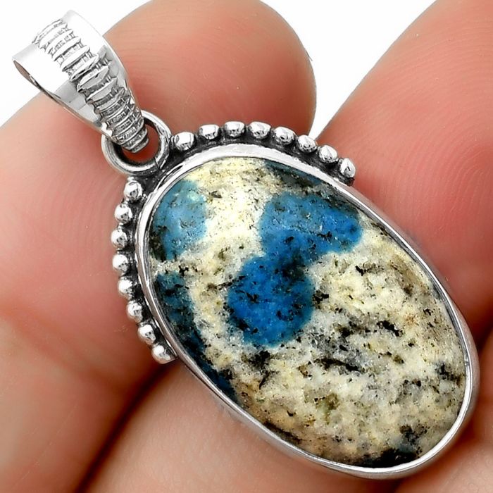 Natural K2 Blue - Azurite In Quartz Pendant SDP111938 P-1084, 14x22 mm