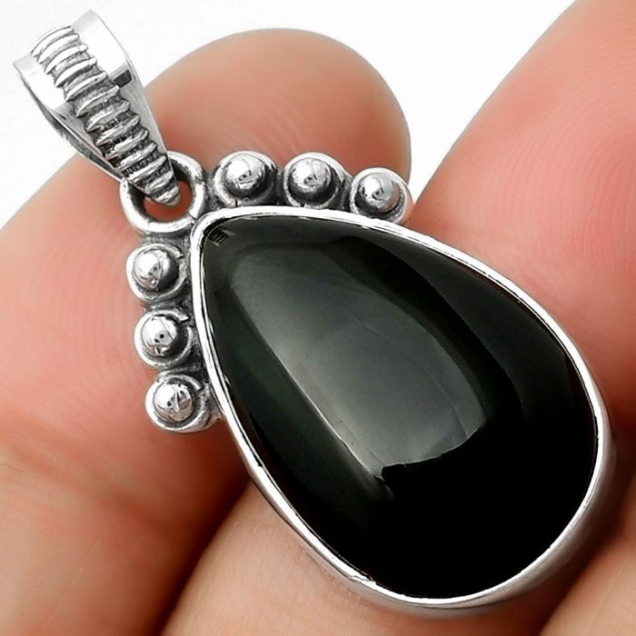 Natural Black Onyx - Brazil Pendant SDP112067 P-1087, 14x21 mm