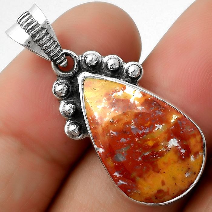 Natural Red Moss Agate Pendant SDP112096 P-1087, 14x22 mm