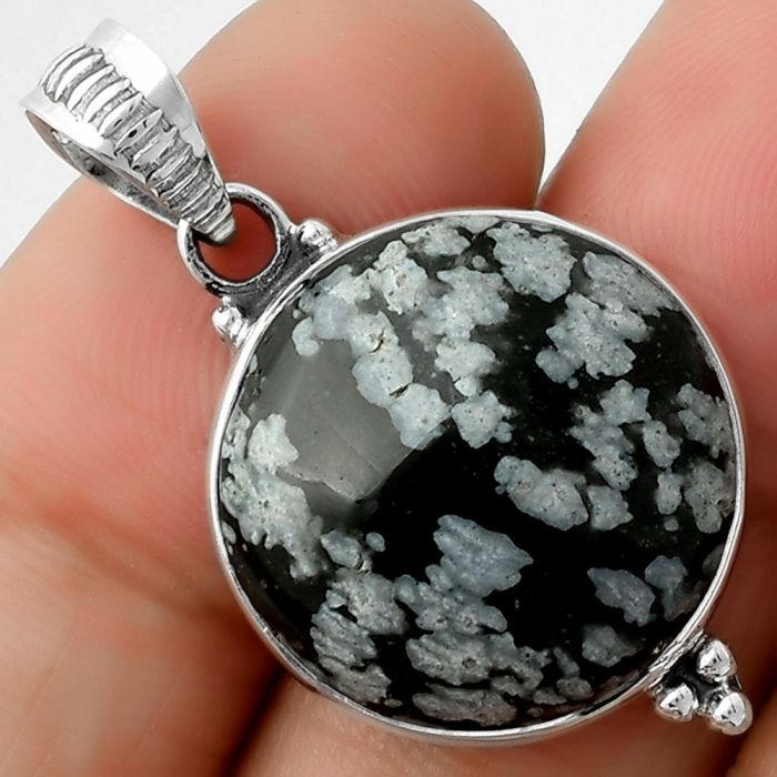 Natural Snow Flake Obsidian Pendant SDP112101 P-1100, 19x19 mm