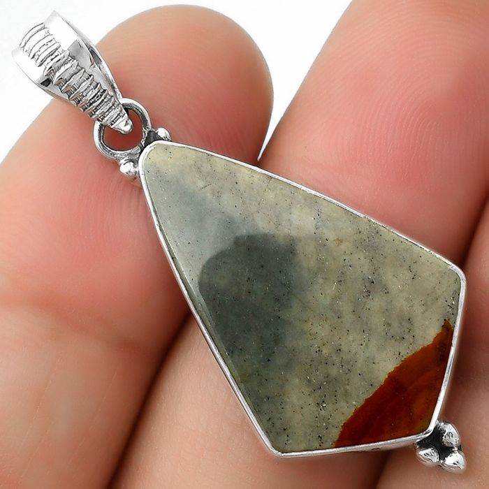 Natural Rocky Butte Picture Jasper Pendant SDP112119 P-1100, 17x27 mm