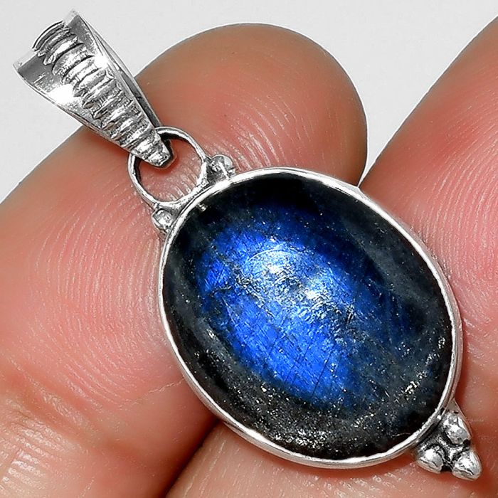 Blue Fire Labradorite - Madagascar Pendant SDP112142 P-1100, 13x17 mm