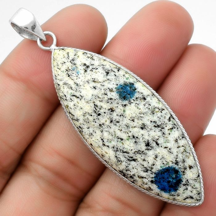 Natural K2 Blue - Azurite In Quartz Pendant SDP112255 P-1053, 19x49 mm