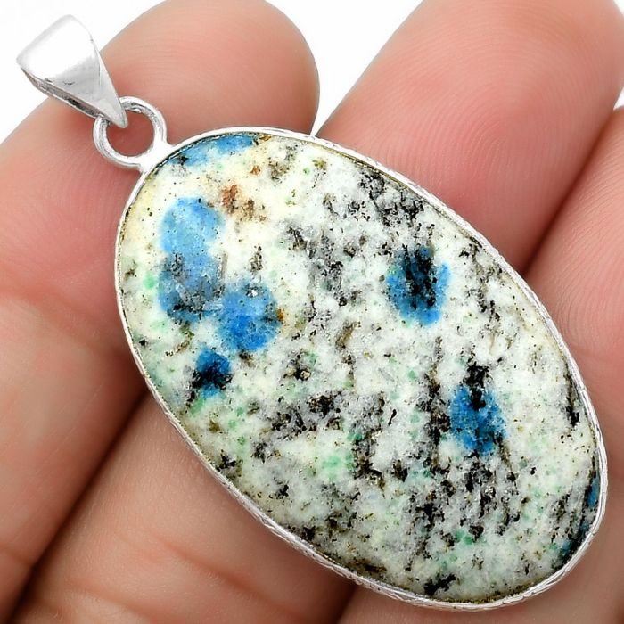 Natural K2 Blue - Azurite In Quartz Pendant SDP112256 P-1053, 21x35 mm