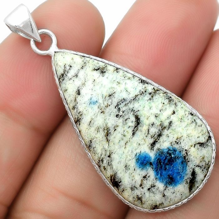 Natural K2 Blue - Azurite In Quartz Pendant SDP112259 P-1053, 19x33 mm