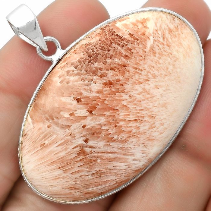 Natural Orange Scolecite - India Pendant SDP112288 P-1053, 26x43 mm