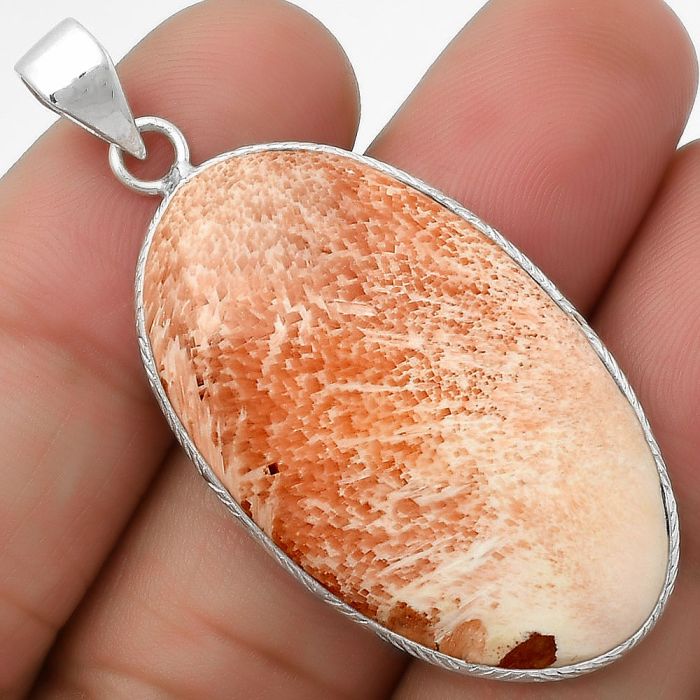 Natural Orange Scolecite - India Pendant SDP112379 P-1053, 21x36 mm