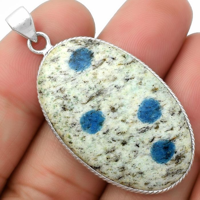 Natural K2 Blue - Azurite In Quartz Pendant SDP112432 P-1053, 22x36 mm