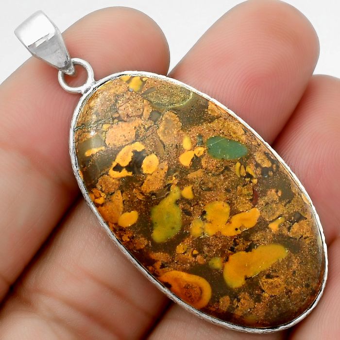 Natural Bamboo Jasper Pendant SDP112459 P-1053, 23x39 mm