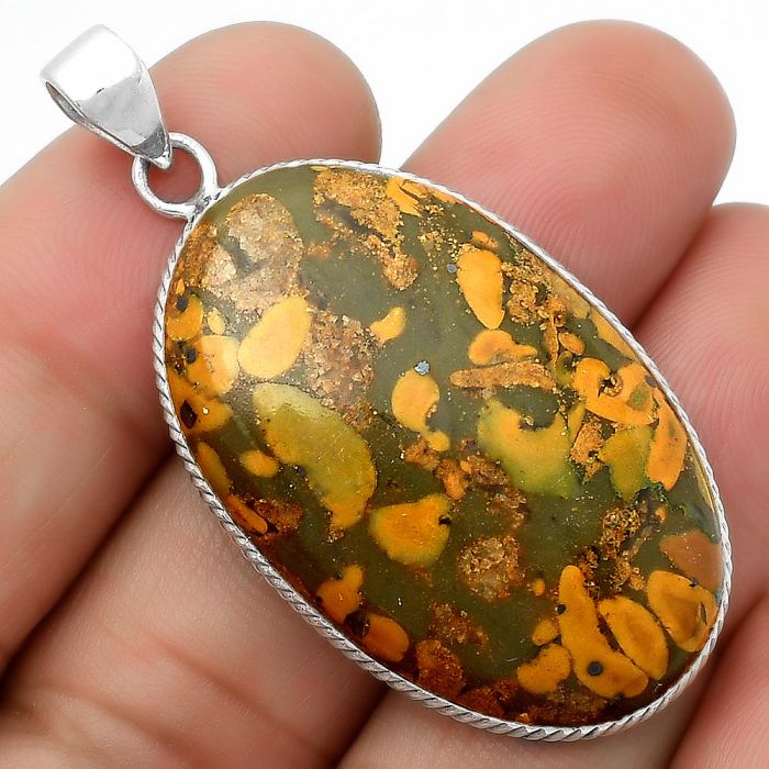 Natural Bamboo Jasper Pendant SDP112463 P-1053, 23x36 mm