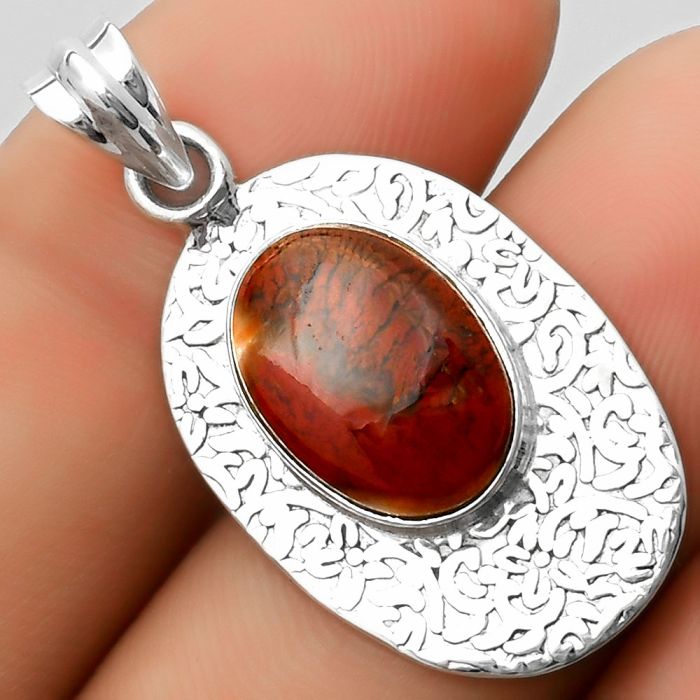 Natural Red Moss Agate Pendant SDP112686 P-1392, 10x14 mm