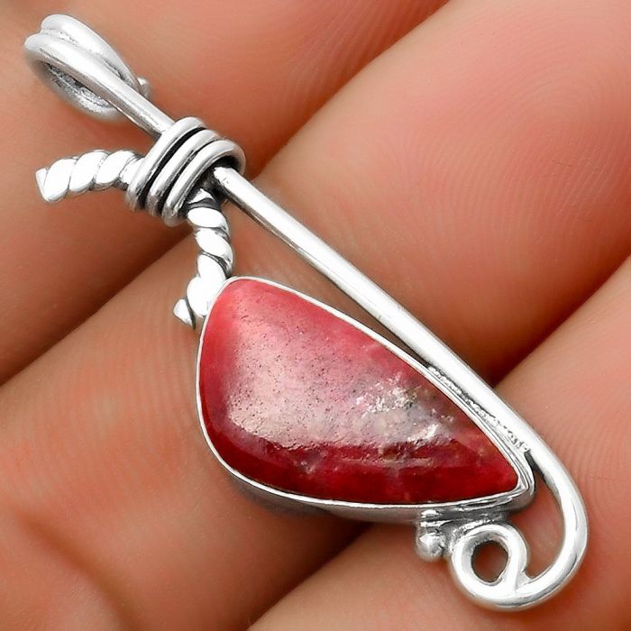 Natural Pink Thulite - Norway Pendant SDP112867 P-1682, 9x18 mm