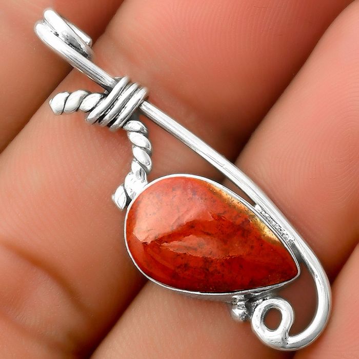 Natural Red Moss Agate Pendant SDP112869 P-1682, 10x16 mm