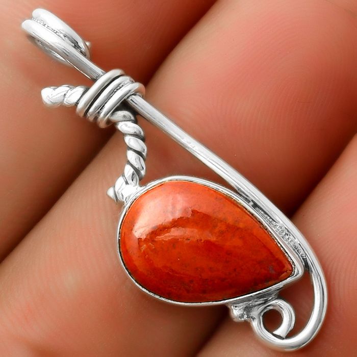 Natural Red Moss Agate Pendant SDP112871 P-1682, 11x16 mm