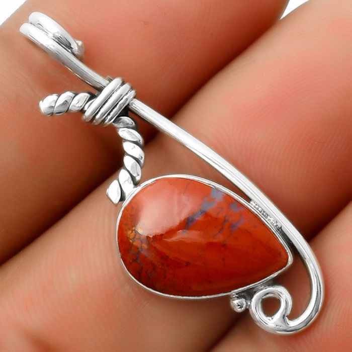 Natural Red Moss Agate Pendant SDP112879 P-1682, 11x16 mm