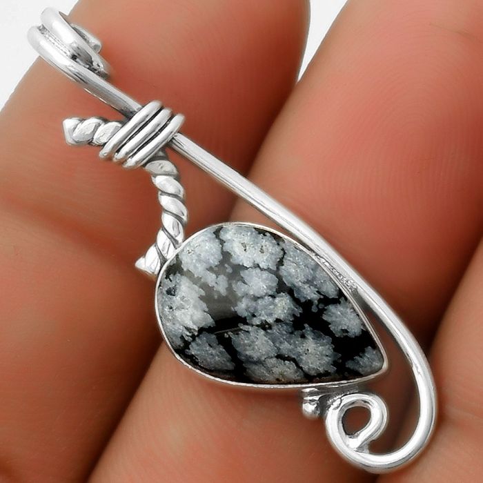 Natural Snow Flake Obsidian Pendant SDP112899 P-1682, 11x16 mm