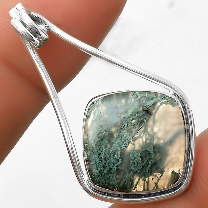 Natural Horse Canyon Moss Agate Pendant SDP112950 P-1590, 16x16 mm