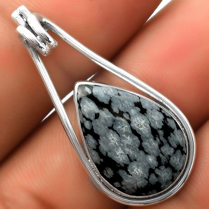 Natural Snow Flake Obsidian Pendant SDP112953 P-1590, 14x21 mm