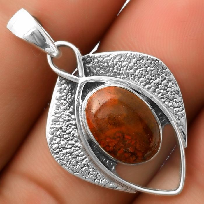 Southwest Style - Red Moss Agate Pendant SDP112966 P-1402, 9x12 mm