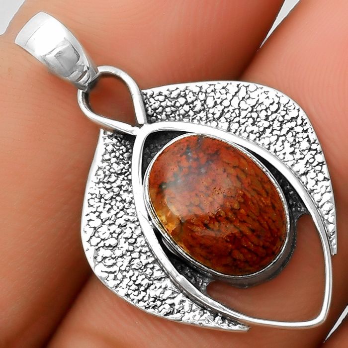 Southwest Style - Red Moss Agate Pendant SDP112976 P-1402, 9x13 mm