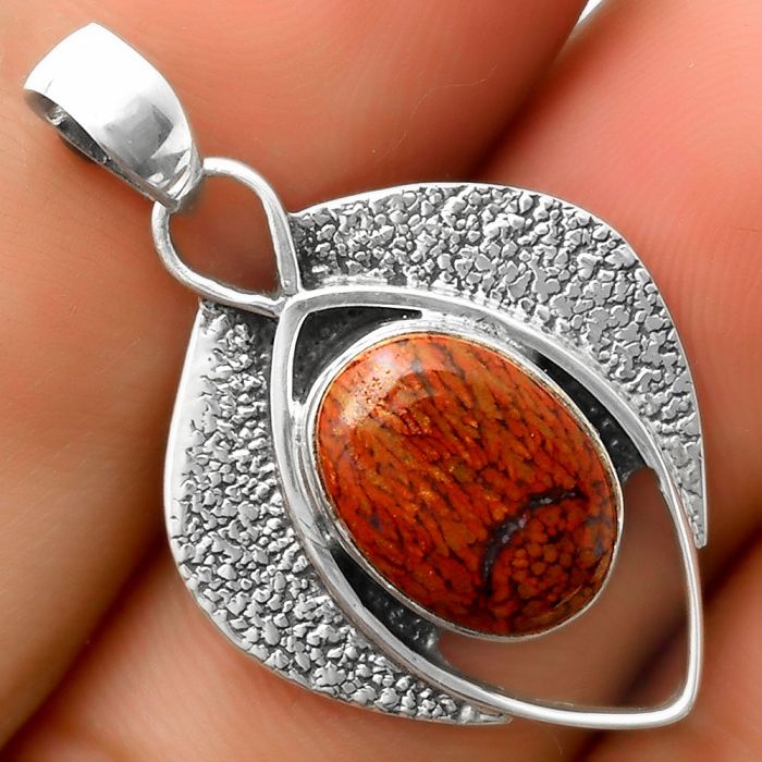 Southwest Style - Red Moss Agate Pendant SDP112992 P-1402, 9x13 mm