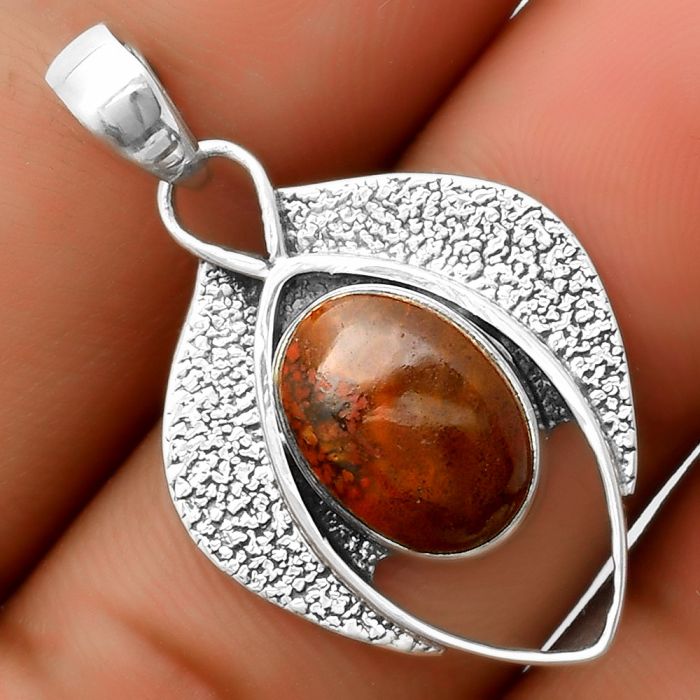 Southwest Style - Red Moss Agate Pendant SDP112995 P-1402, 9x12 mm