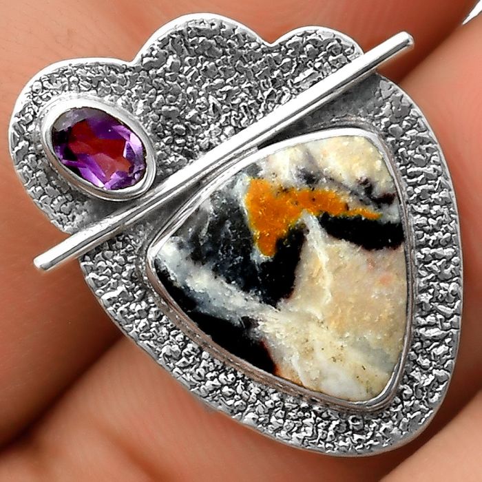 Indian Blanket Jasper & Amethyst Pendant SDP113035 P-1338, 14x14 mm