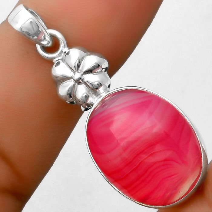 Natural Pink Botswana Agate Pendant SDP113164 P-1308, 15x20 mm