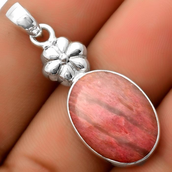 Natural Pink Tulip Quartz Pendant SDP113180 P-1308, 14x19 mm