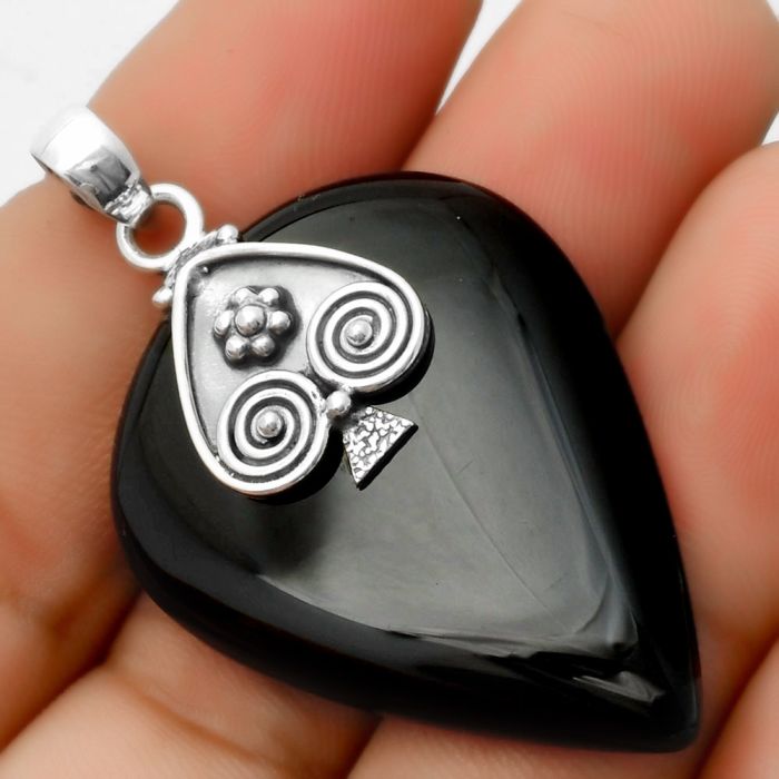 Natural Black Onyx - Brazil Pendant SDP113243 P-1388, 30x40 mm