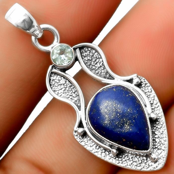 Lapis - Afghanistan & Sky Blue Topaz Pendant SDP113349 P-1277, 10x14 mm