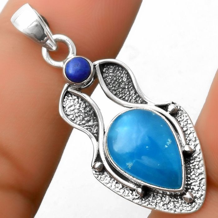 Natural Smithsonite & Lapis Pendant SDP113364 P-1277, 10x14 mm