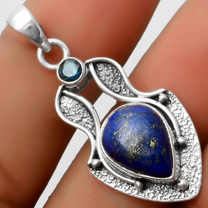 Lapis - Afghanistan & London Blue Topaz Pendant SDP113365 P-1277, 10x13 mm