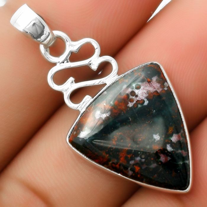 Natural Blood Stone - India Pendant SDP113593 P-1554, 18x20 mm