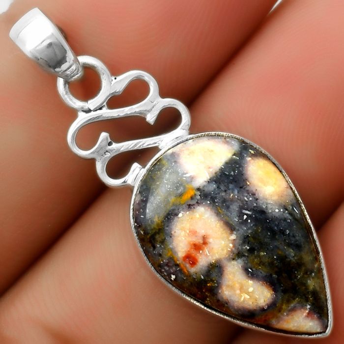 Natural Indian Blanket Jasper Pendant SDP113616 P-1554, 14x22 mm