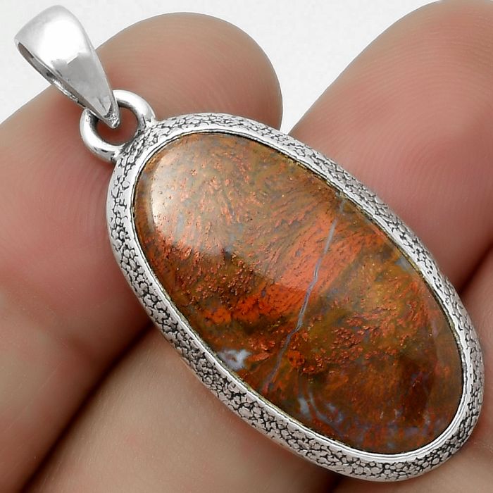 Natural Red Moss Agate Pendant SDP113791 P-1538, 14x26 mm