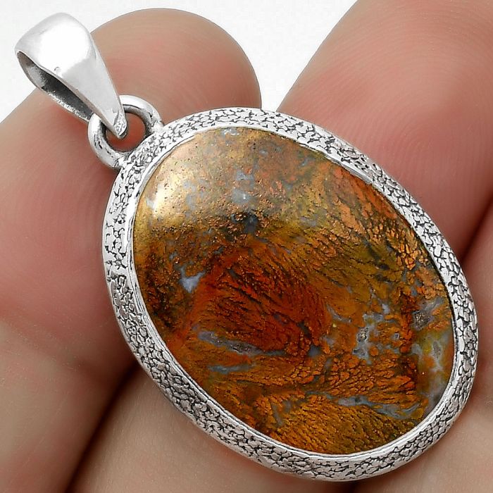 Natural Red Moss Agate Pendant SDP113803 P-1538, 17x24 mm