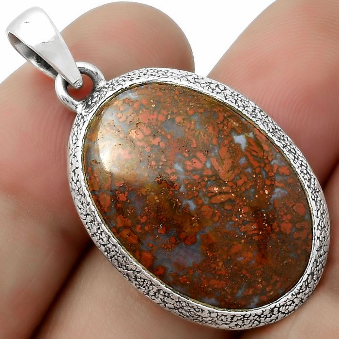 Natural Red Moss Agate Pendant SDP113823 P-1538, 17x25 mm