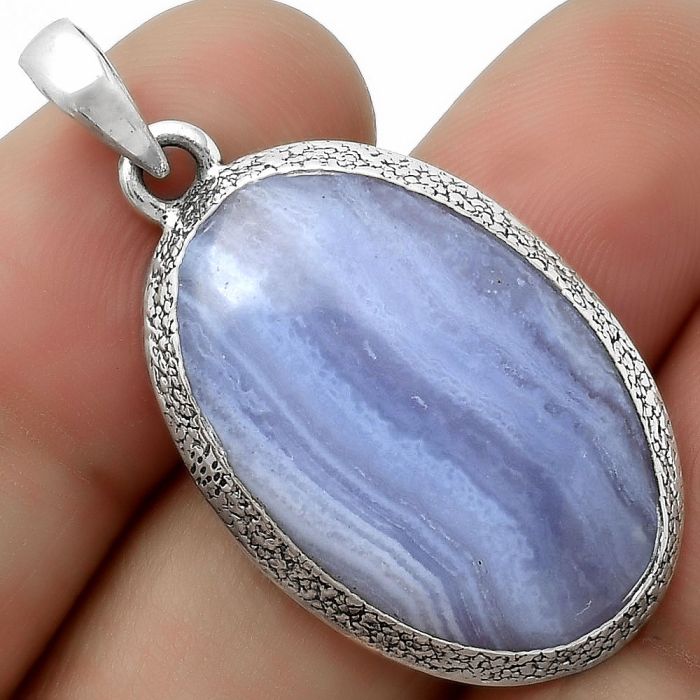 Natural Blue Lace Agate - South Africa Pendant SDP113824 P-1538, 17x26 mm