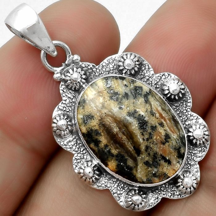 Natural Russian Honey Dendrite Opal Pendant SDP113835 P-1427, 13x18 mm