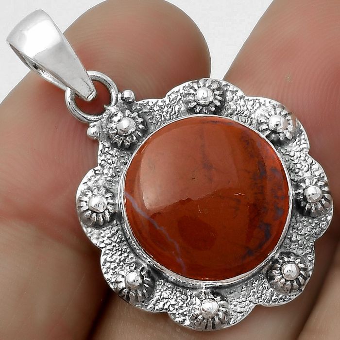 Natural Red Moss Agate Pendant SDP113839 P-1427, 14x14 mm