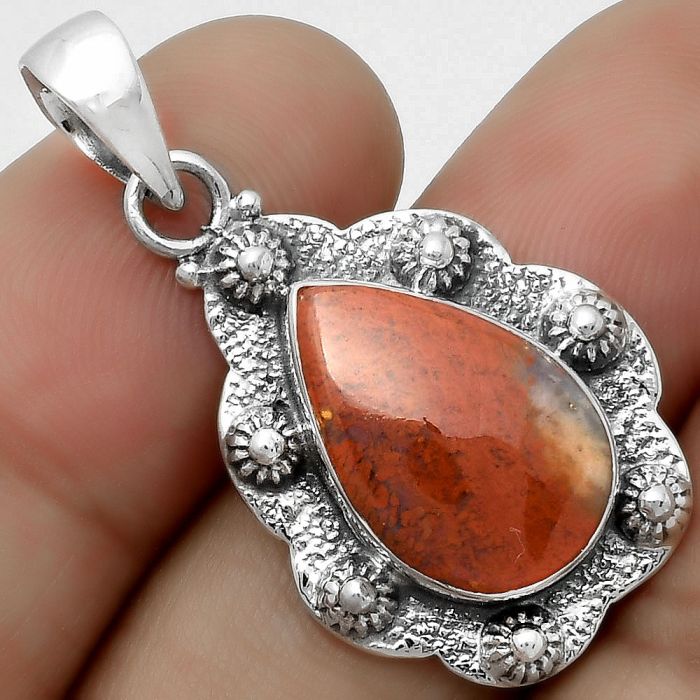 Natural Red Moss Agate Pendant SDP113843 P-1427, 11x17 mm