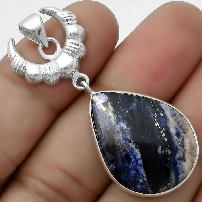 Crescent Moon - Natural Sodalite Pendant SDP113894 P-1232, 19x26 mm