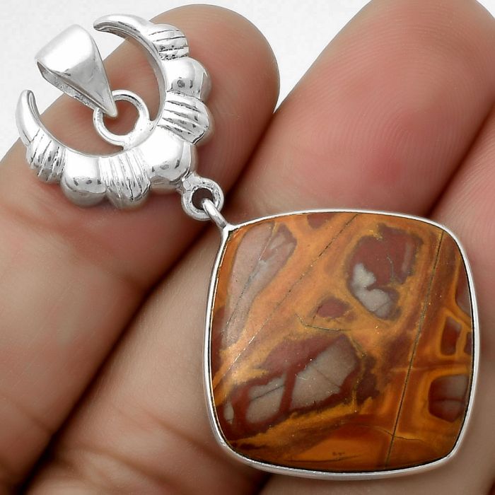 Crescent Moon - Natural Noreena Jasper Pendant SDP113931 P-1232, 22x22 mm