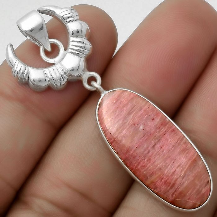 Crescent Moon - Pink Tulip Quartz Pendant SDP113941 P-1232, 12x28 mm