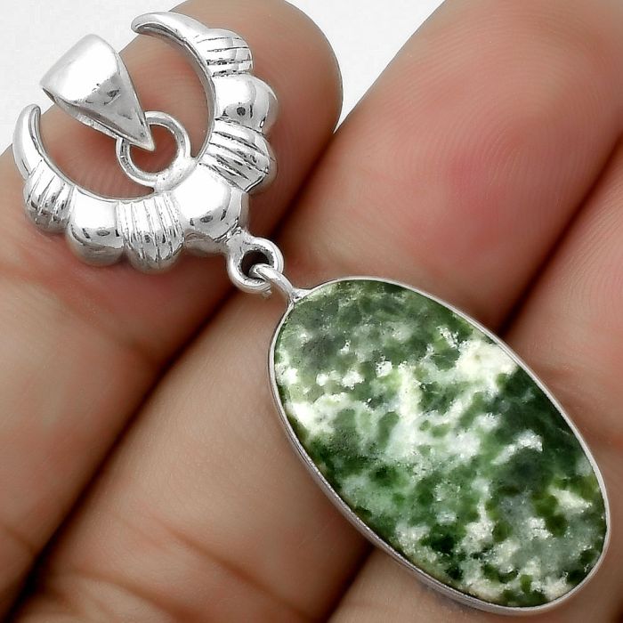 Crescent Moon - Natural Dioptase Pendant SDP113969 P-1232, 14x24 mm